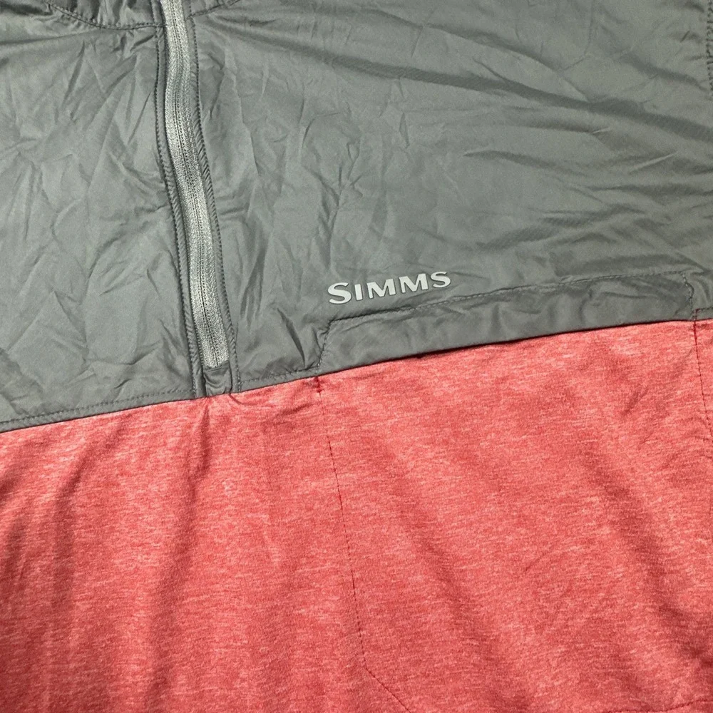 Simms SolarFlex Quarter Zip Fishing Shirt Mens L Pink Gray UPF 50 Sun Protection